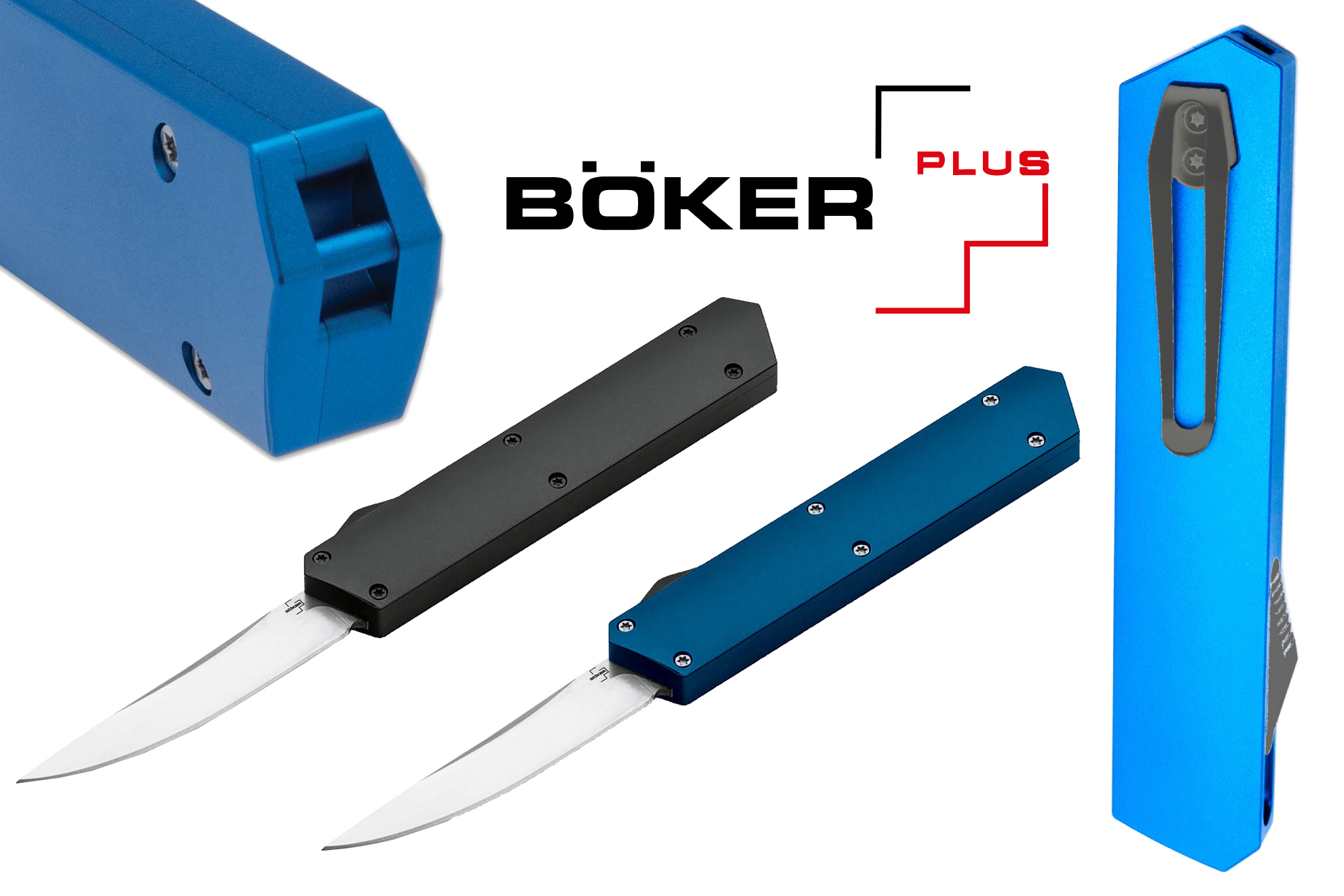 Böker Plus Kwaiken OTF (Black & Blue) — Нож-Фронталка, модели: 06EX551 и 06EX550