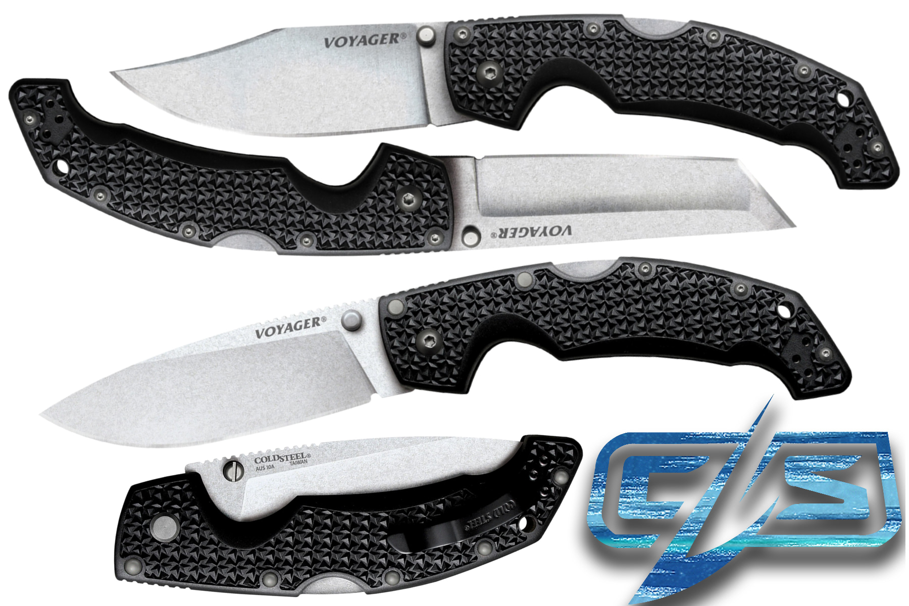 Складные ножи Cold Steel Voyager Large, 4-х дюймовый клинок (100-102 мм) 29AC — Clip Point, 29AT — Tanto,  29AB — Drop Point