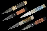 Коллекционные автоматические ножи Pro-Tech «Godson» Custom. Damascus/154CM — Copper/Abalon/Mastodon/706-dam.