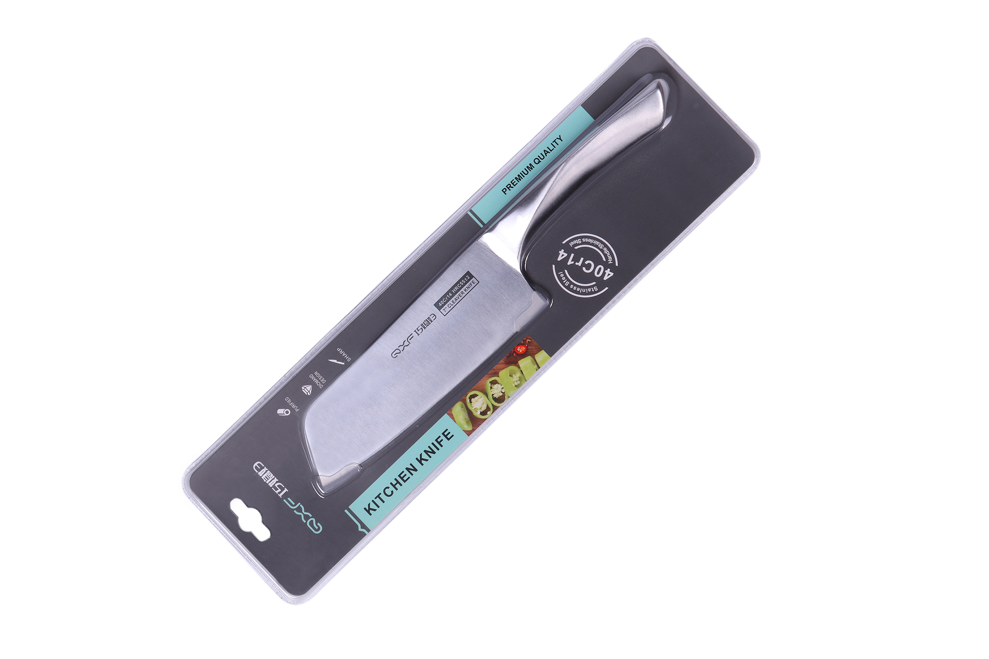 QXF R-4417 — Кухонный нож ЦАЙ ДО (китайский, поварской, нож-топорик из стали 40Cr14) 17,5 см.