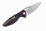 Cкладной нож RikeKnife HummingBird Plus (Carbon, Damasteel), синий и красный