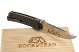 Нож складной Rockstead HIGOⅡ X-CF-ZDP (Silver Gold). Клинок из порошковой стали ZDP189, рукоять титан + карбон.