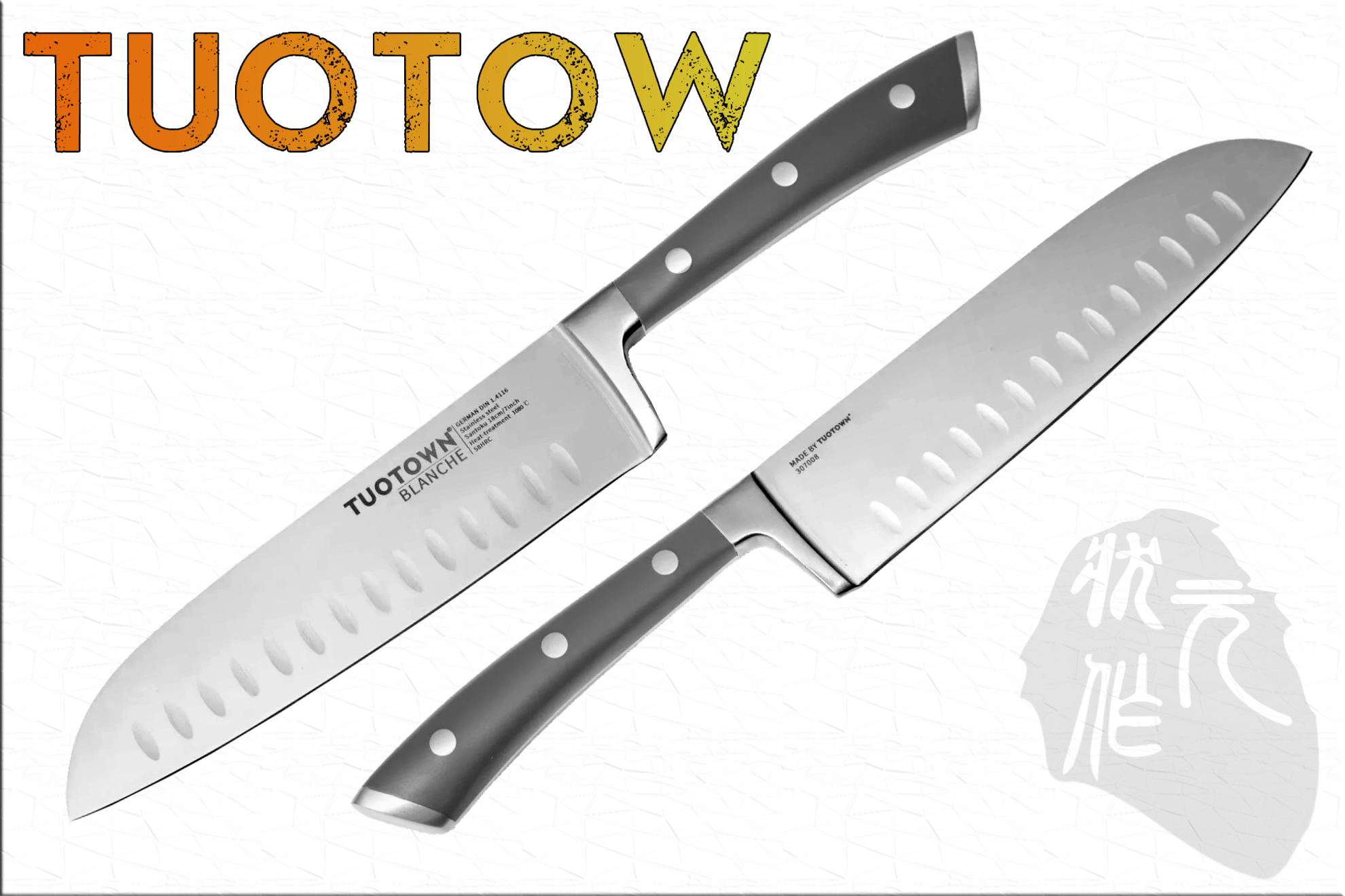 Сантоку 307008 Blanche (поварской нож TuoTown из стали 1.4116) 18 см.