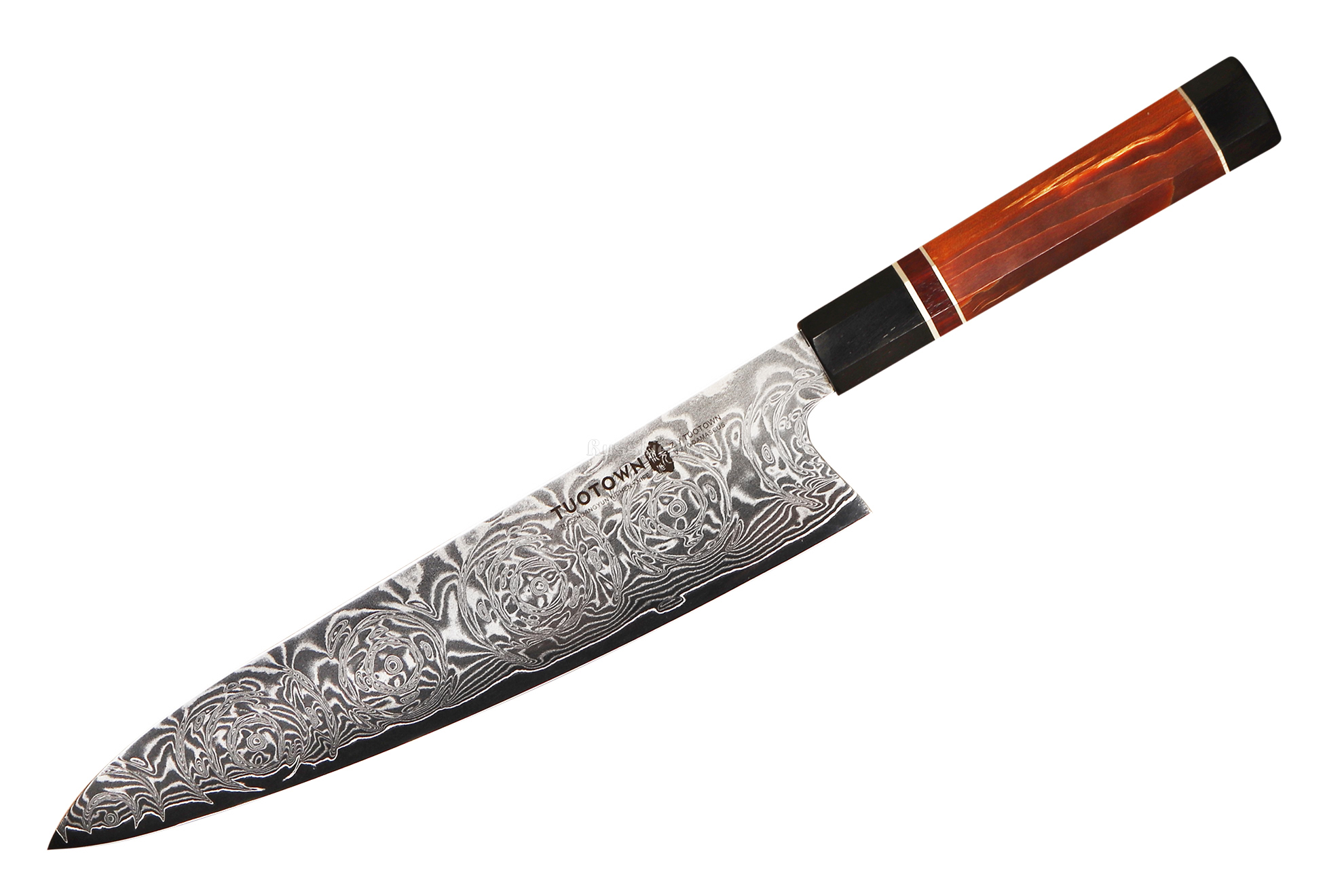 Поварской шеф-нож (кухонный нож Гюйто) TUOTOWN CH240 DM002, VG10 дамаск, восьмигранная рукоять, 24 см.