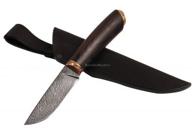 Охотничий нож "Скиннер" ОР-04, мозаичный дамаск, чёрный граб. Бобков С.В.